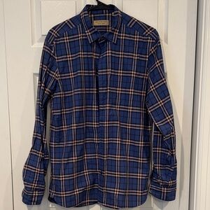 Burberry Navy and Pink Plaid Casual Shirt